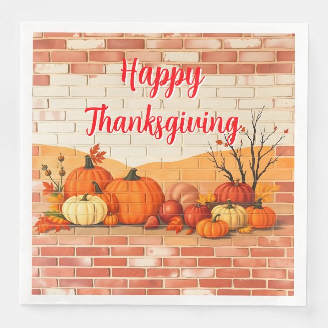 Modern Happy Thanksgiving Beautiful Fall Napkin (Front)