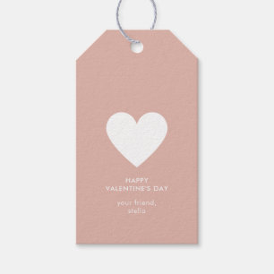 Modern Happy Valentine's Blush Pink Heart Stripe Gift Tags
