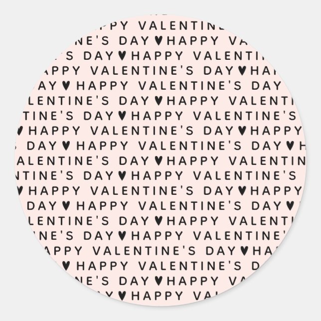 Modern Happy Valentines Day Classic Round Sticker (Front)