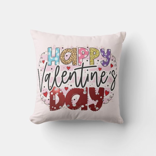 Modern Happy Valentine's Day  Cushion (Front)