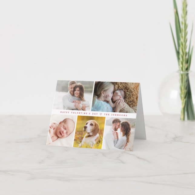 Modern Happy valentine's day Custom family Photos Holiday Card (Front)
