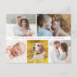 Modern Happy valentine's day Custom family Photos Holiday Postcard