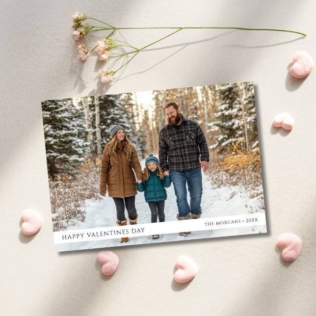 Modern Happy Valentines Day Family Baby Photo Holiday Card (Creator Uploaded)