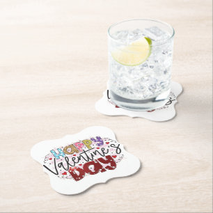 Modern Happy Valentine's Day Paper Coaster