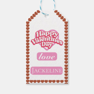 Modern Happy valentines day red heart love Gift Tags