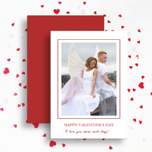Modern Happy Valentine's Day Red Photo Holiday Card