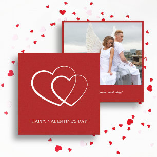 Modern Happy Valentine's Day Red Photo Holiday Card