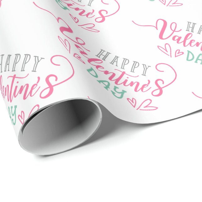 Modern Happy Valentines Day   Wrapping Paper (Roll Corner)