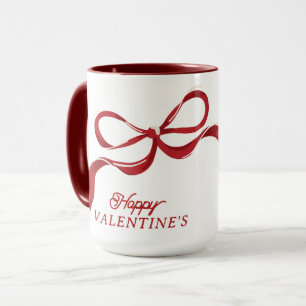 Modern Happy Valentine's Retro Red Bows Gift Mug