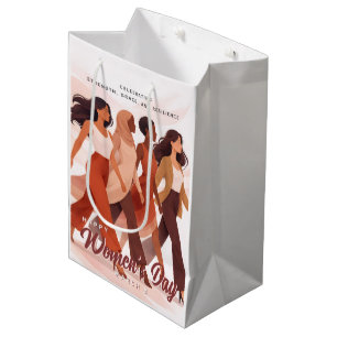 Modern Happy Women's Day Celebration March 8  Medium Gift Bag