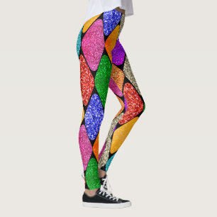 Modern Harlequin Pattern Sparkly Mardi Gras  Leggings