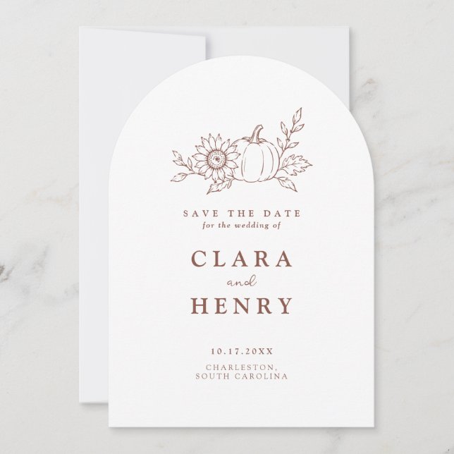 Modern Harvest Arched Save the Date Invitation (Front)
