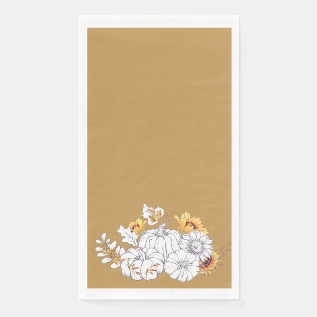 Modern Harvest Gold Pumpkins & Sunflowers  Napkin (Front)