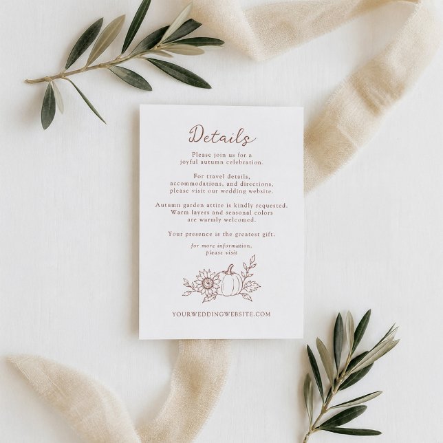 Modern Harvest Pumpkin Wedding Details Card (Creator Uploaded)