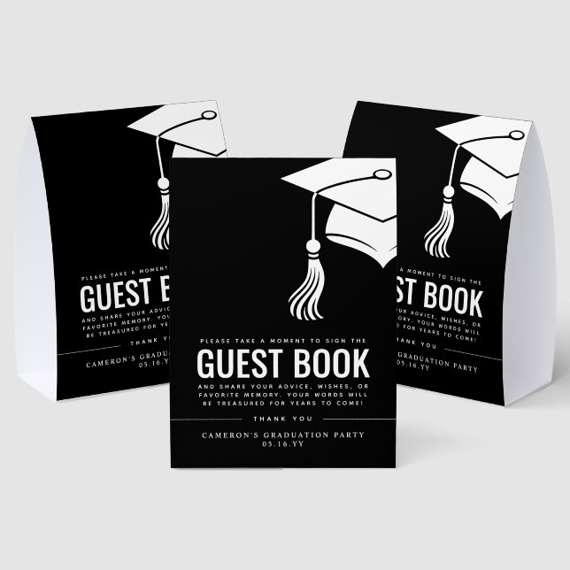 Modern Hat and Tassel Graduation Guest Book (Insitu(Multi))