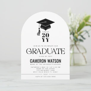 Modern Hat and Tassel Graduation Party Invitation
