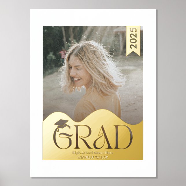 Modern Hat Photo Graduate High School Foil Prints (Front)