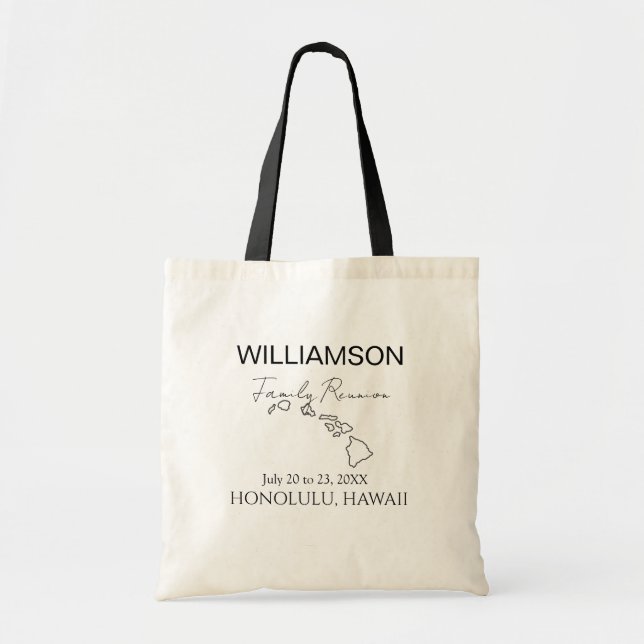 Modern Hawaii Map Vacation Family Reunion    Tote Bag (Front)