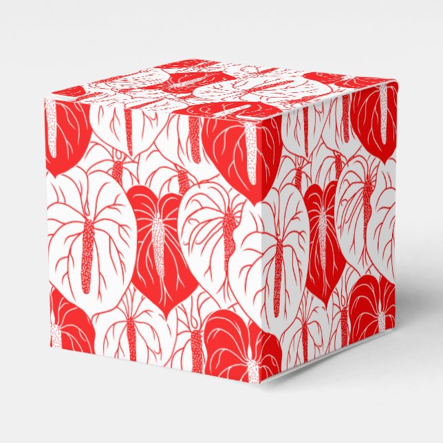 Modern Hawaiian Anthurium print pattern Favour Box (Front Side)