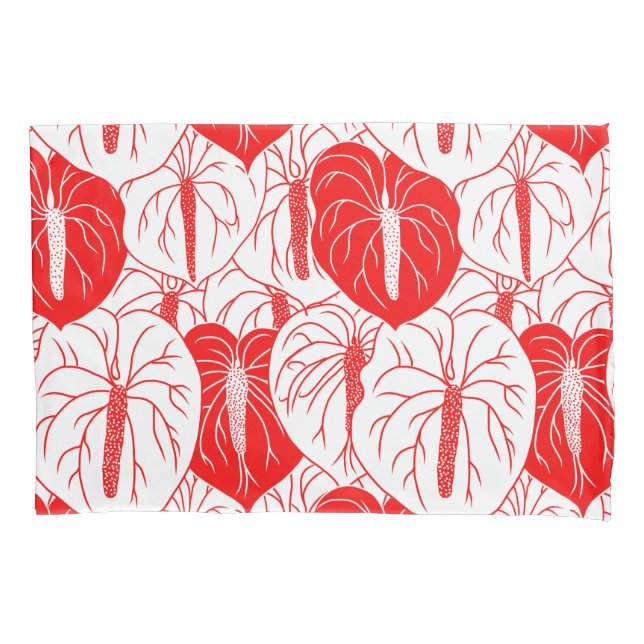 Modern Hawaiian Anthurium print pattern Pillowcase (Front)