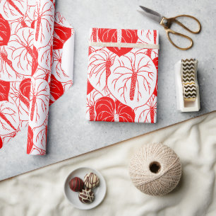 Modern Hawaiian Anthurium print pattern Wrapping Paper