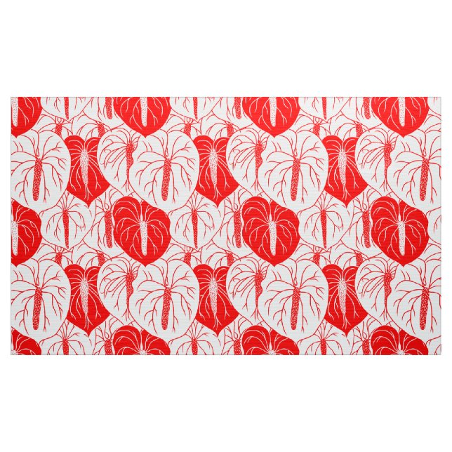 Modern Hawaiian print Anthurium seamless tile  Fabric (Yard)
