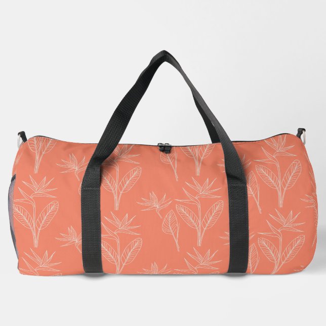 Modern hawaiian print bird of paradise pattern acc duffle bag (Back)