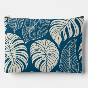 Modern hawaiian print leaves pattern accessory pouch
