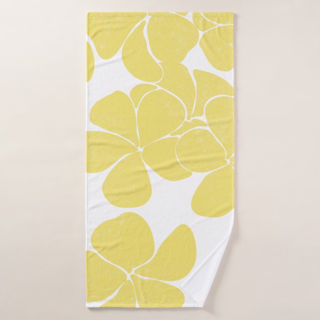 Modern Hawaiian Print pattern Plumerias Bath Towel Set (Bath Towel)