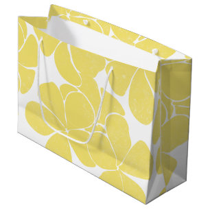 Modern Hawaiian Print pattern Plumerias Large Gift Bag