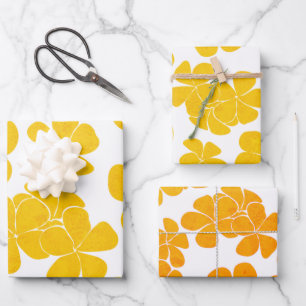Modern Hawaiian Print pattern Plumerias Wrapping Paper Sheet