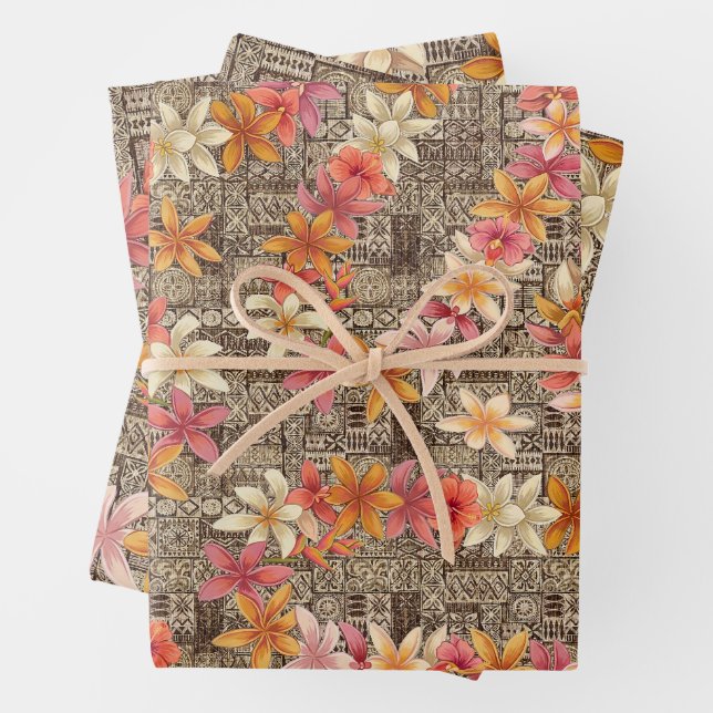 Modern Hawaiian print pattern Wrapping Paper Sheet (In situ)