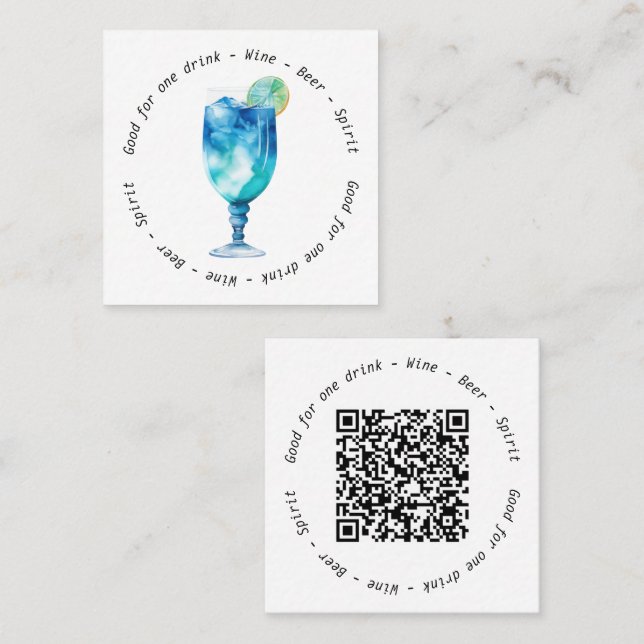 Modern Hawaiian QR Corporate Event Drink Voucher  Square Business Card (Front/Back)
