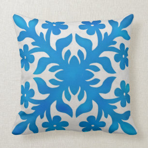 MODERN HAWAIIAN QUILT PILLOW- plumeria vintage Cushion