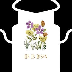 Modern He Is Risen Easter Floral Apron