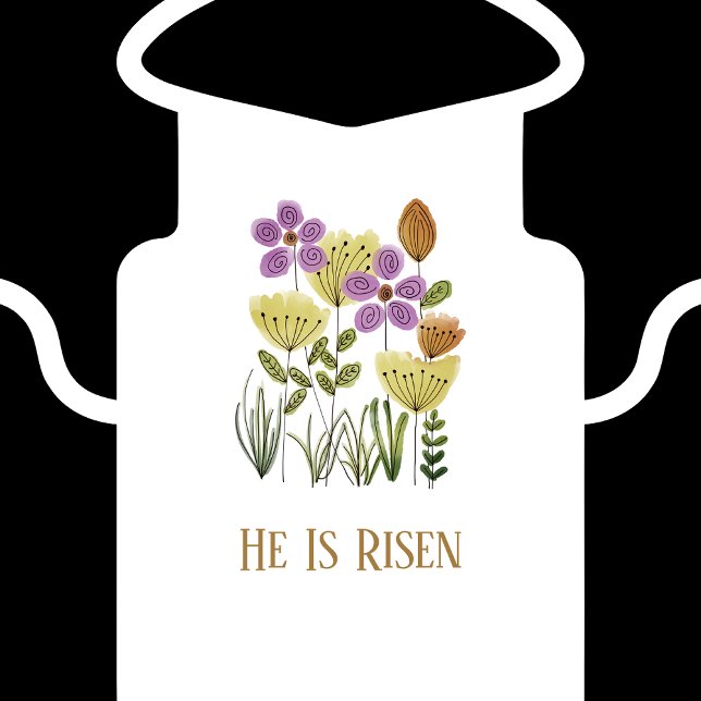 Modern He Is Risen Easter Floral Apron (Modern He Is Risen Easter Floral Apron)