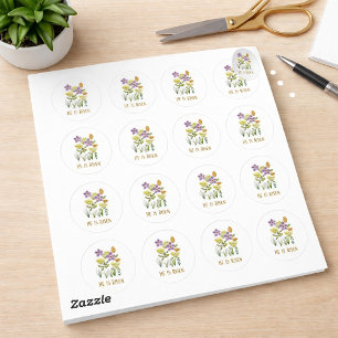 Modern He Is Risen Easter Floral Classic Round Sticker