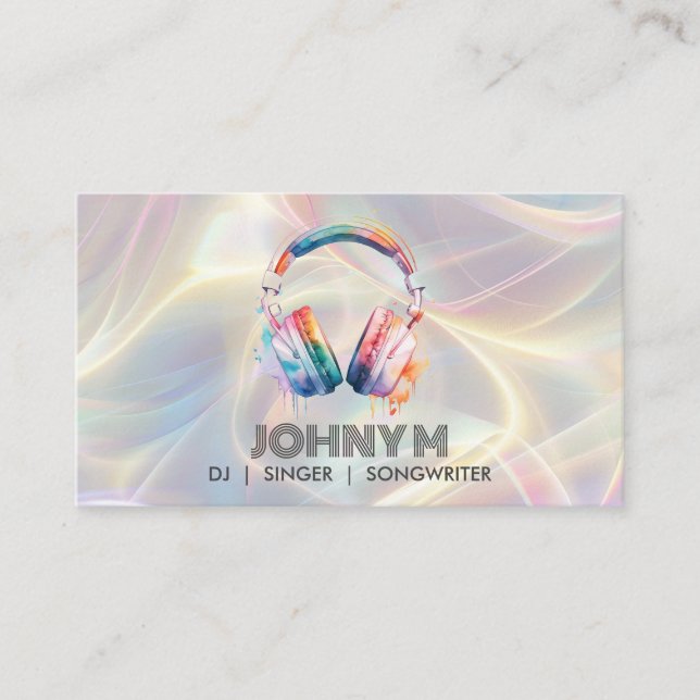 Modern Headphones DJ Songwriter Music Singer Business Card (Front)