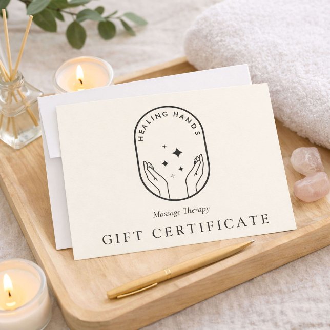 Modern Healing Hands Logo Ivory Gift Certificate Card (Creator Uploaded)