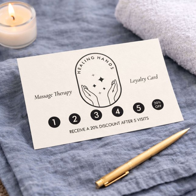 Modern Healing Hands Massage Ivory Loyalty Card (Creator Uploaded)