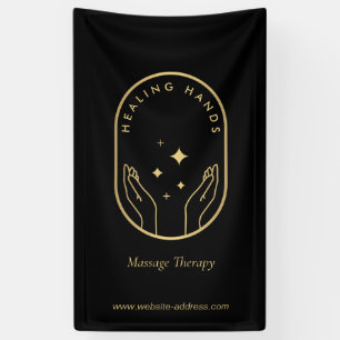 Modern Healing Hands Massage, Wellness Gold Logo Banner
