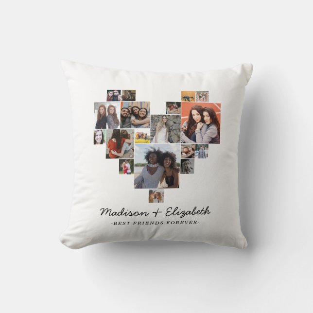 Modern Heart 18 Photo Collage Best Friends Forever Cushion (Front)
