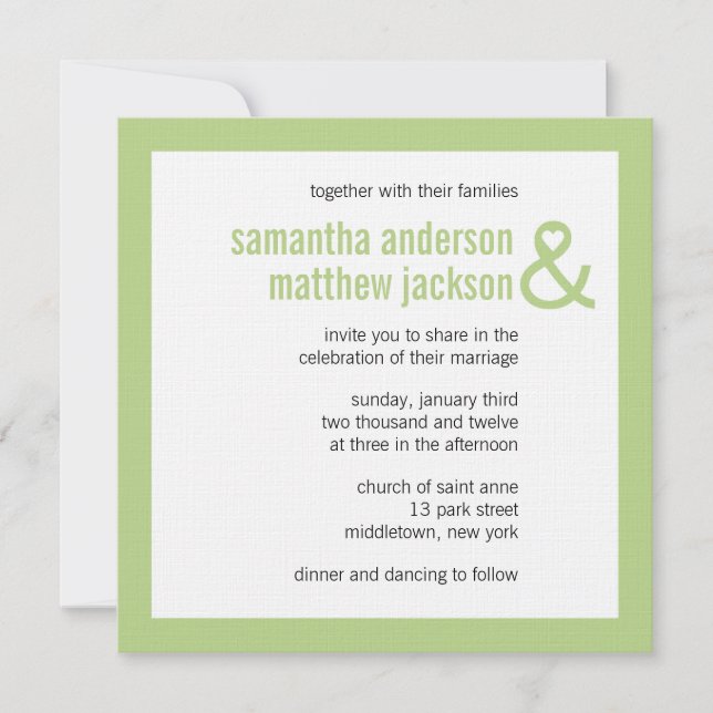 Modern Heart Ampersand Wedding Invitation (Front)