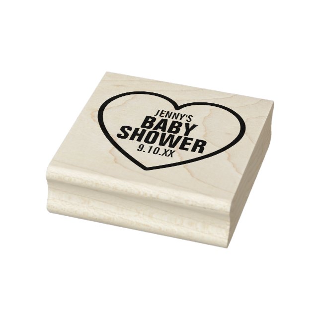 Modern Heart Baby Shower Sprinkle Favour Rubber Stamp (Stamp)