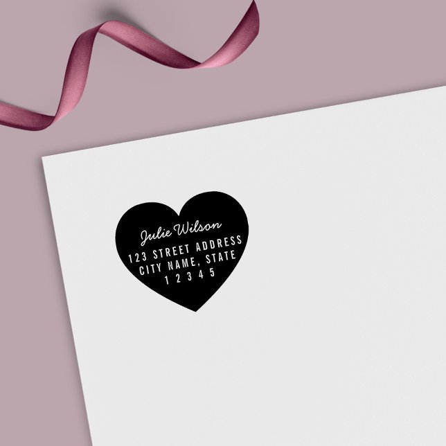 Modern Heart Background Personal Home Address Self-inking Stamp (Creator Uploaded)