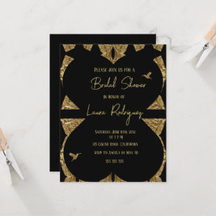 modern heart black and  gold Bridal Shower Invite