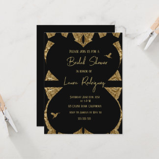 modern heart black and gold Bridal Shower Invite