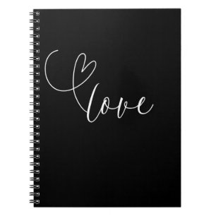 Modern Heart Black White Wedding Bridal Shower  Notebook