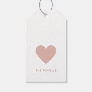 Modern Heart Blush Pink Polka Dots Chic Custom Gift Tags