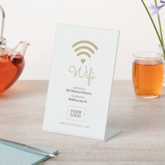 Modern Heart Business Wifi Password Welcome Sign